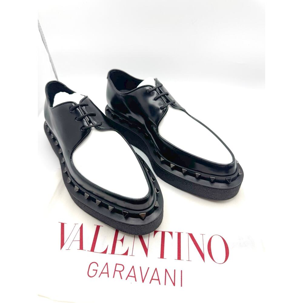 Valentino Garavani Rockstud M-Way Derby Black Leather Shoes EU 38.5 - Picture 12 of 16